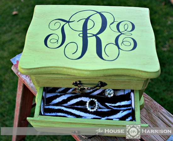 House on Harrison Jewelry Box Relined and Monogrammed