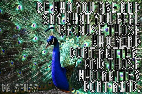Peacock True Colors Hard to Read Quote
