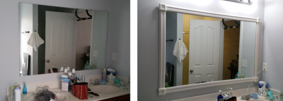 Quick and Easy Method to Spice up the Builder Mirror in the Bathrooms ...